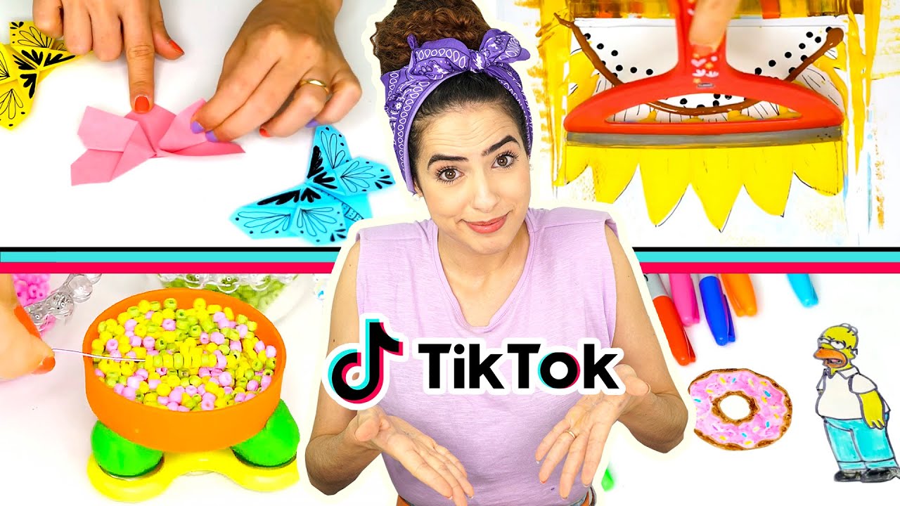 TESTANDO TIKTOKS DE ARTE VIRAIS | Máquina de miçangas caseira? Paula Stephania