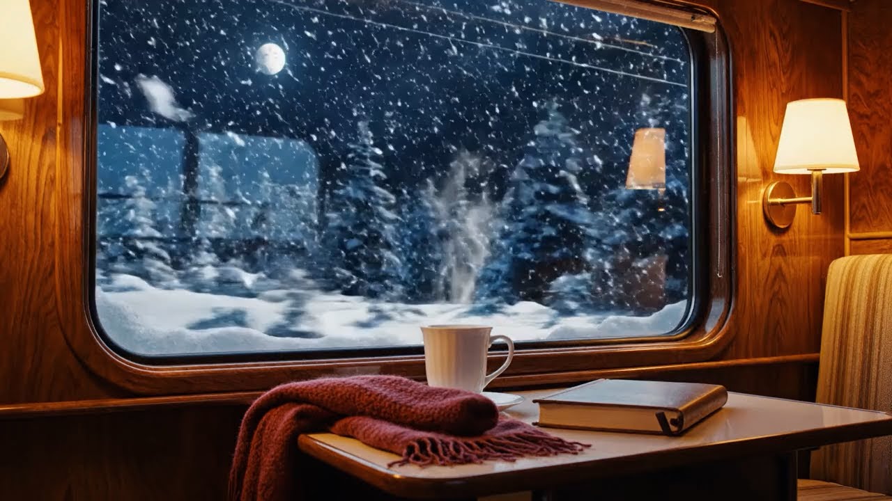 Night Train Through Snow – Cozy Winter Train Ambience for Sleep & Relaxation | 8 Hours