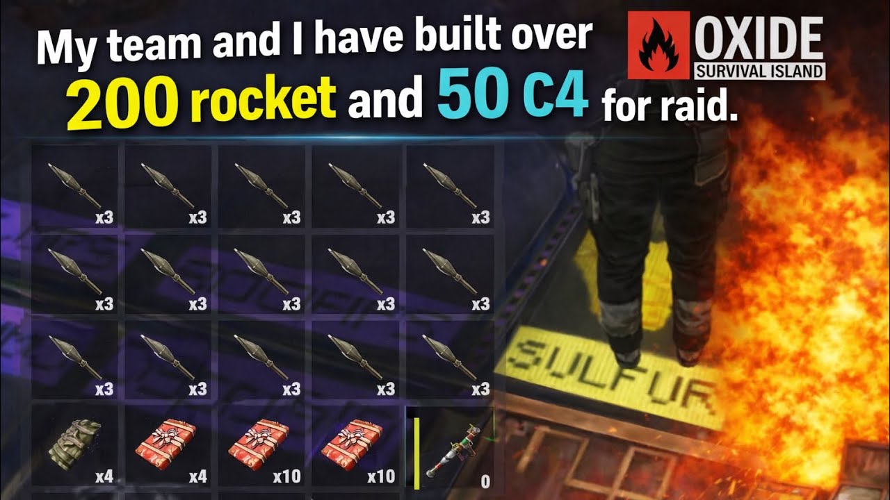 My team and I have built over 200 rocket and 50 C4 for raid. |Oxide: Survival Island