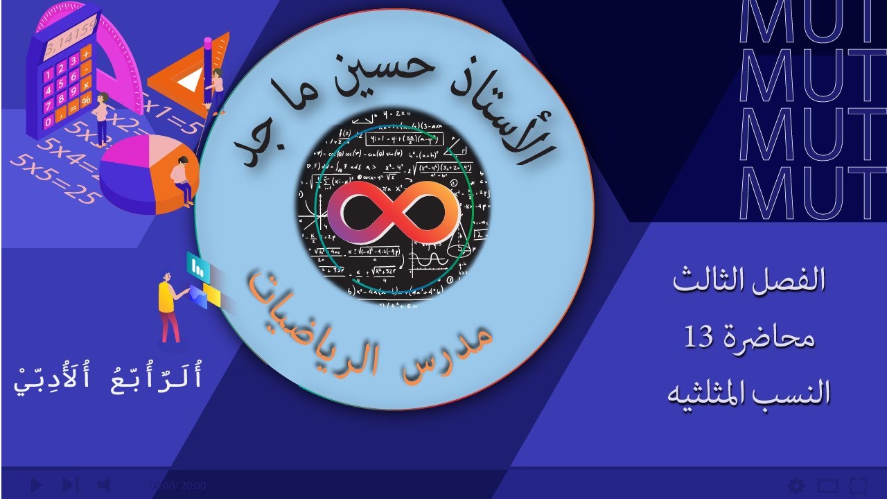 رياضيات - الرابع ادبي -الحلقة الثالثة عشر - تكملة النسب المثلثية  - الفصل الثالث