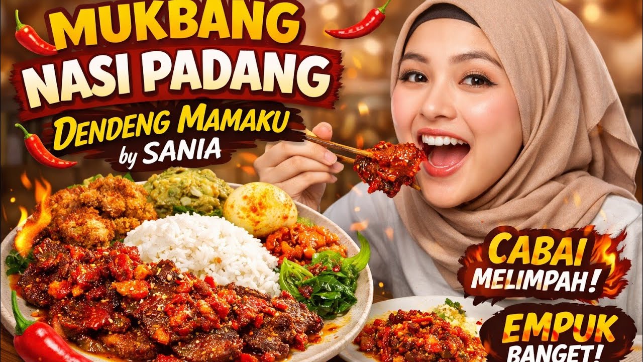 MUKBANG FOOD VLOGGER !! NASI PADANG + DENDENG MAMAKU BY SANIA 
