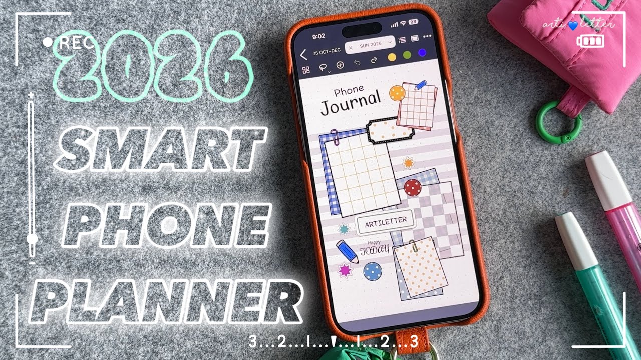 🖤NEW 2026 Phone Planner / Dated / Mon&Sun / +295 Stickers / +2025 OCT~DEC Planner /Goodnotes&Noteful