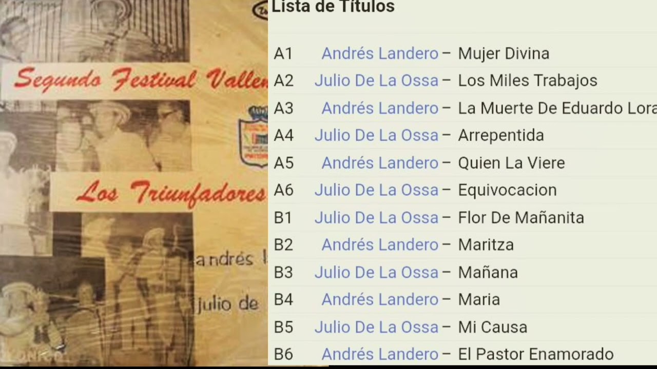 ANDRES LANDERO Y JULIO DE LA OSSA 1969. SEGUNDO FESTIVAL VALL. 
