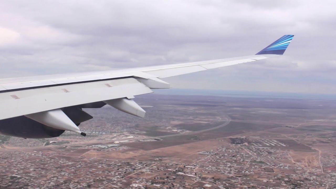 AIRBUS A340-500 AZERBAIJAN AIRLINES LANDING IN BAKU (GYD)