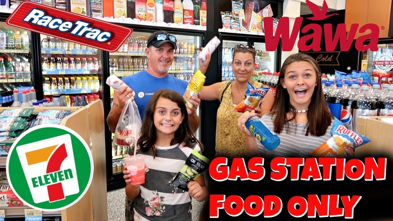 We ATE Only GAS STATION Food For 24 HOURS! HARDEST CHALLENGE | Emma and Ellie