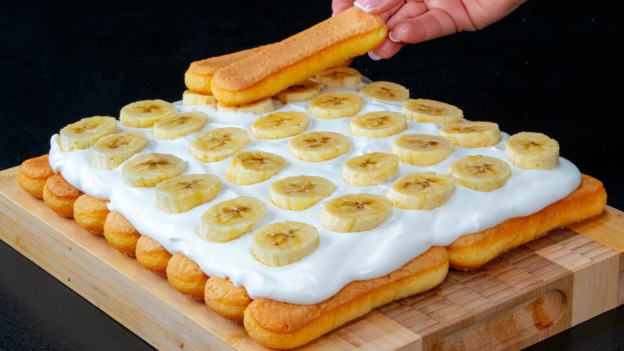 Mucho mejor que el Tiramis&uacute; - Tarta de bizcochos de soletilla y pl&aacute;tanos