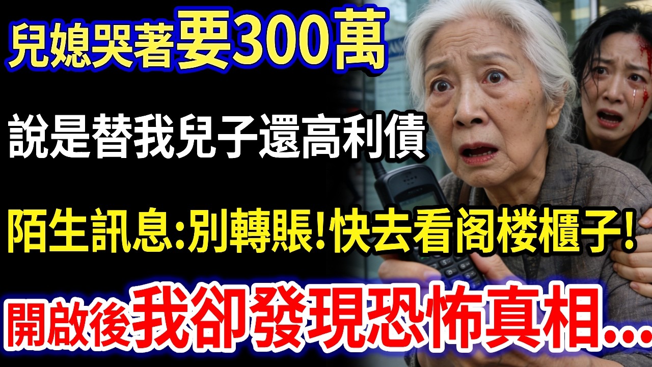 我76歲，兒媳哭著要300萬，說是替我兒子還高利債，剛到銀行，收到陌生訊息：先別去！看看閣樓第二個櫃子，開啟後我當場崩潰嚇暈！#家庭故事#家庭倫理#生活經驗#真實生活#情感故事#養老#不孝子#退休金