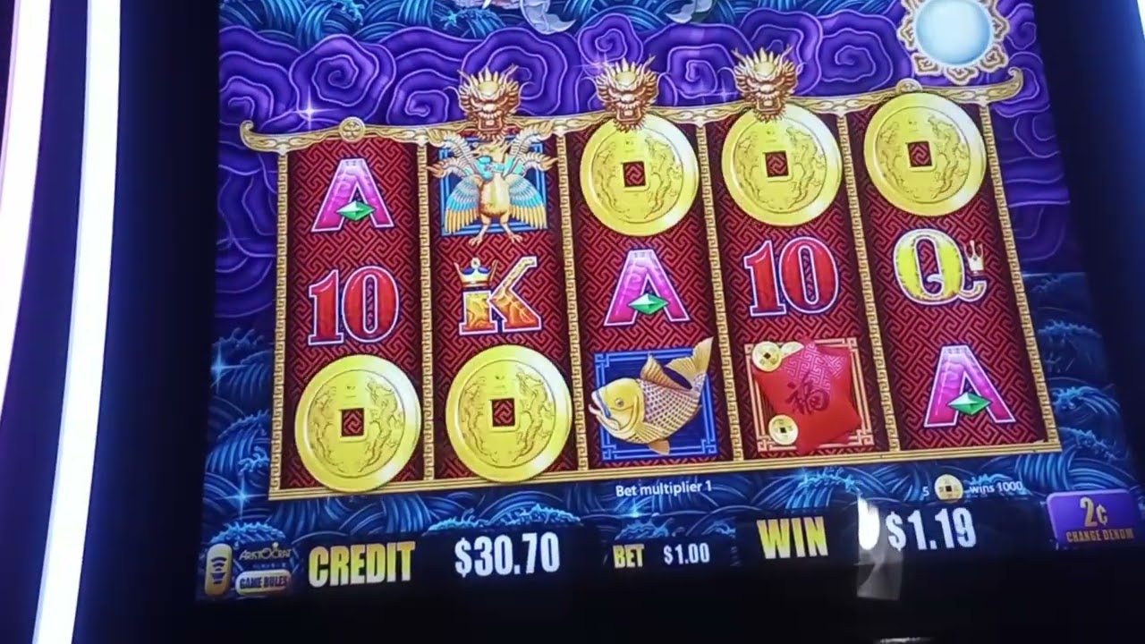 Игровой автомат «100 долларов», сессия № 10. 5 золотых драконов. Номинал 2 цента.
