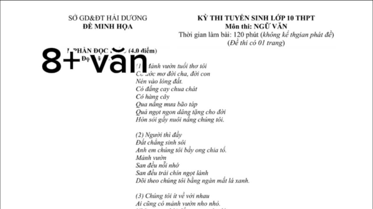 Giải đề thi minh hoạ vào 10 môn ngữ văn tỉnh Hải dương 2026 (giải đơn giản, ít tư duy)