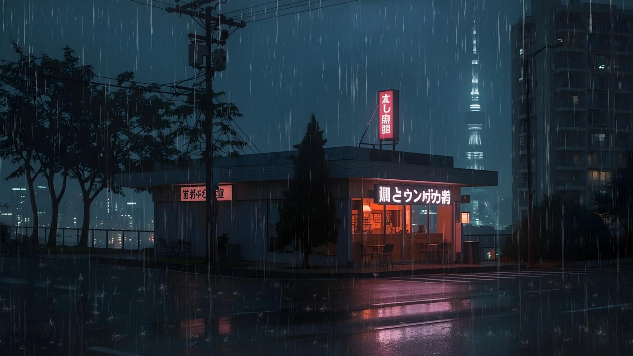 Rainy Midnight Anime Night ☔ Soft Cozy Lofi for Relax & Sleep