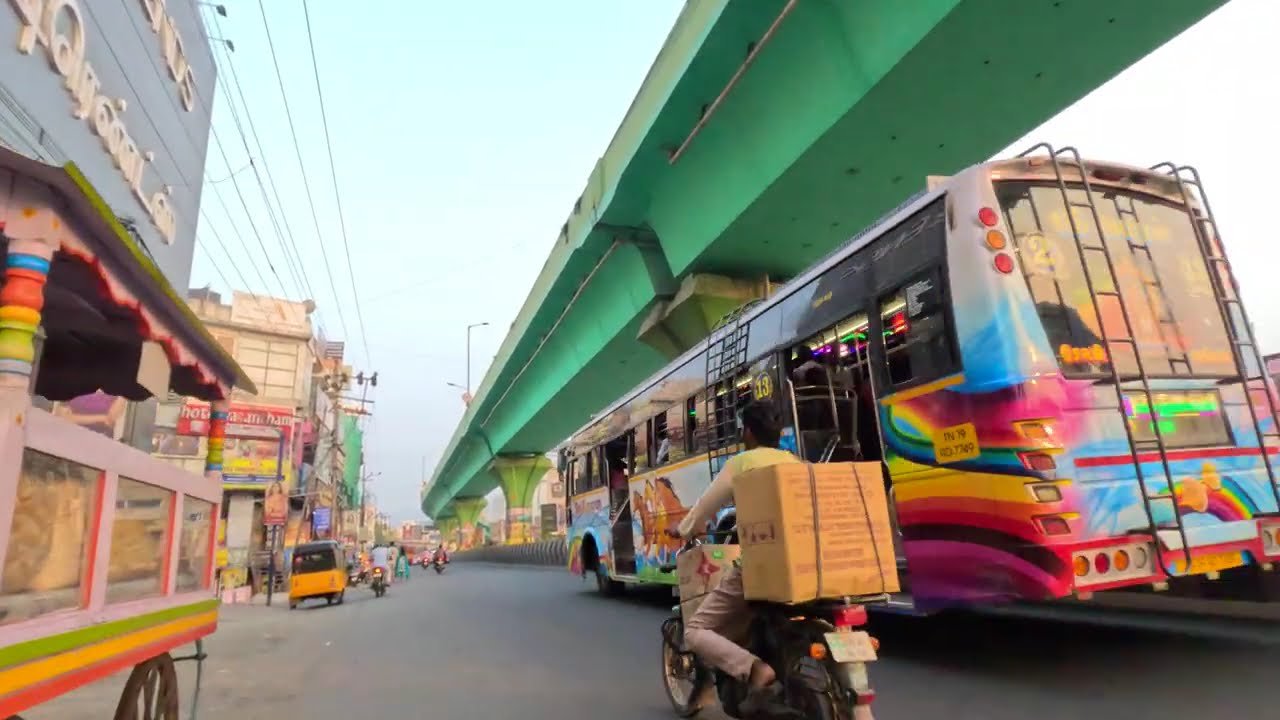 Salem, Tamil Nadu, India  🔥 Evening Walking Tour 🔥 Salem–Omalur Road (SH 218) 🔥 4K 60FPS