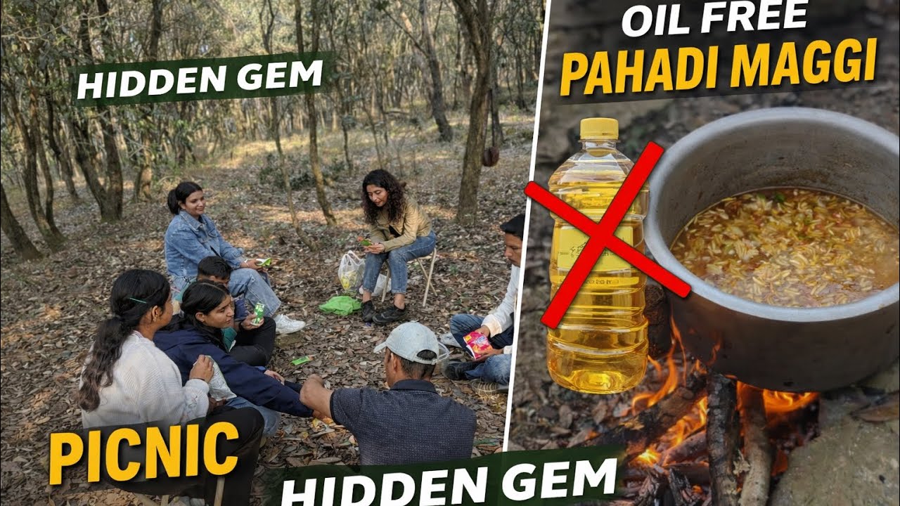 Pahado Wali Maggi 🍜Without Oil 😲 | Hidden Jungle Picnic in Uttarakhand 