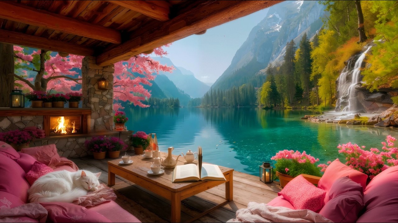 Calming Piano & Soft Fire 🌸 Forest Stream Healing Sleep Music for Sleep Rest, Stress Relief, Relax