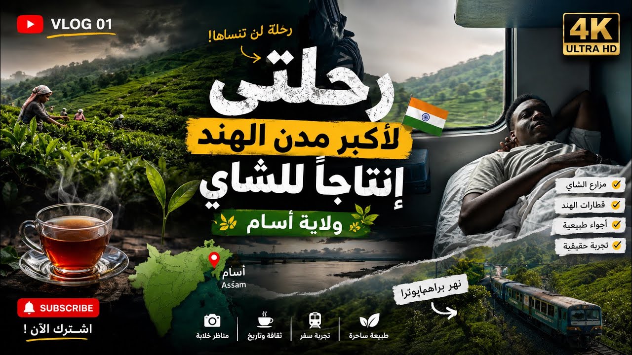 �🌿 فلوق رحلتي لاكبر مدن الهند انتاجا للشاي (أسام) 🌿🚆🚅