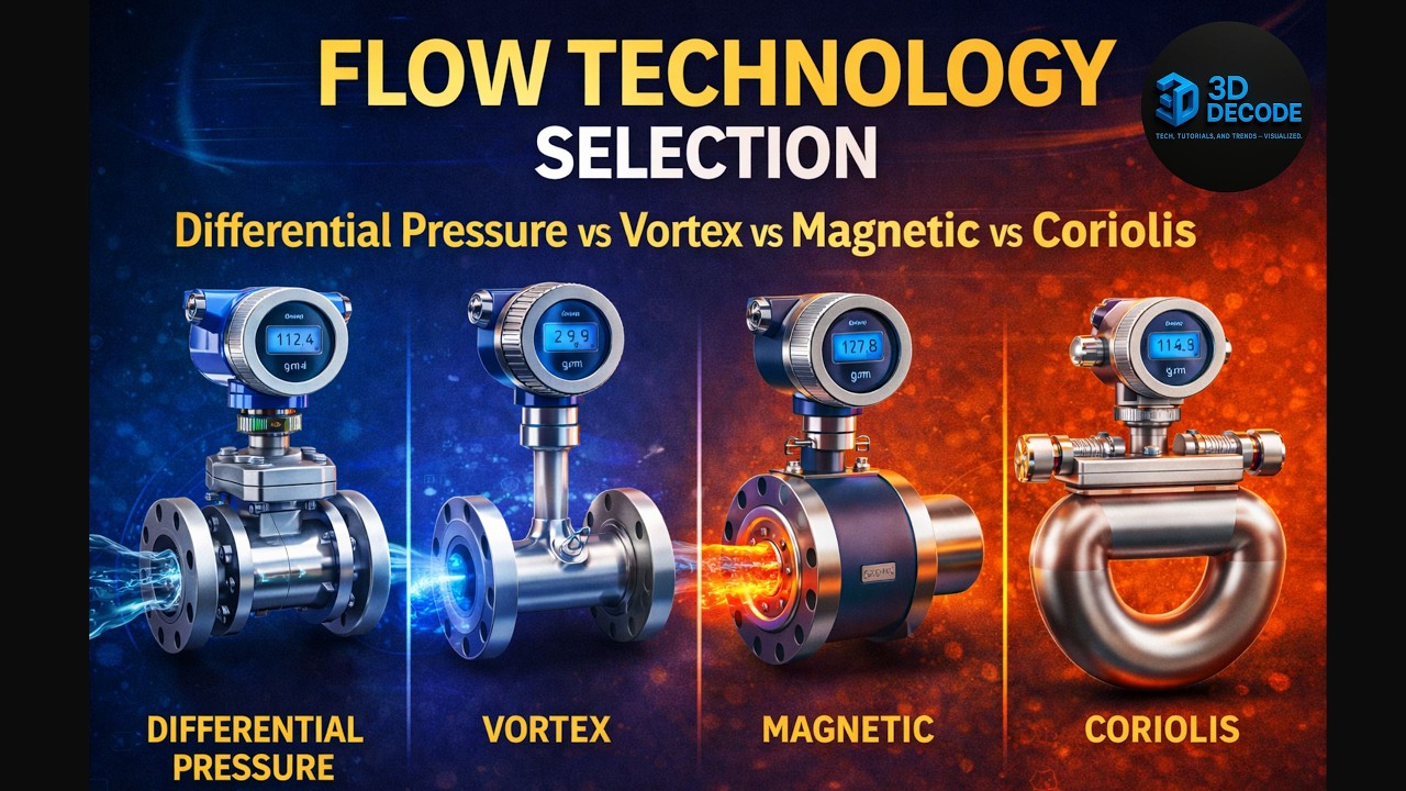 Flow Measurement Technologies Explained | DP vs Vortex vs Magnetic vs Coriolis Selection | 3D DECODE