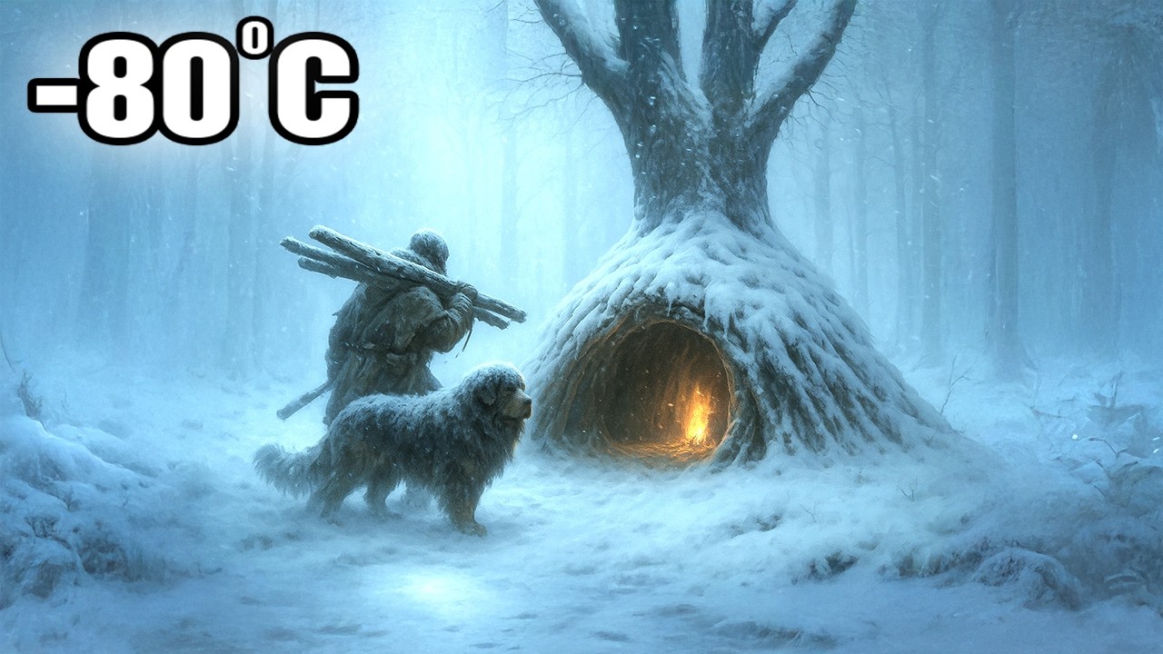 Alone in the Wilderness: A Man and His Tibetan Mastiff Sheltered Inside an Ancient Tree