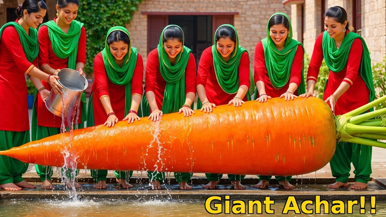 😋Giant Mango or Gajer ka Achar!! Lamen or angor dalke, Kashimi masale me Banaya!🌶️🥣😋