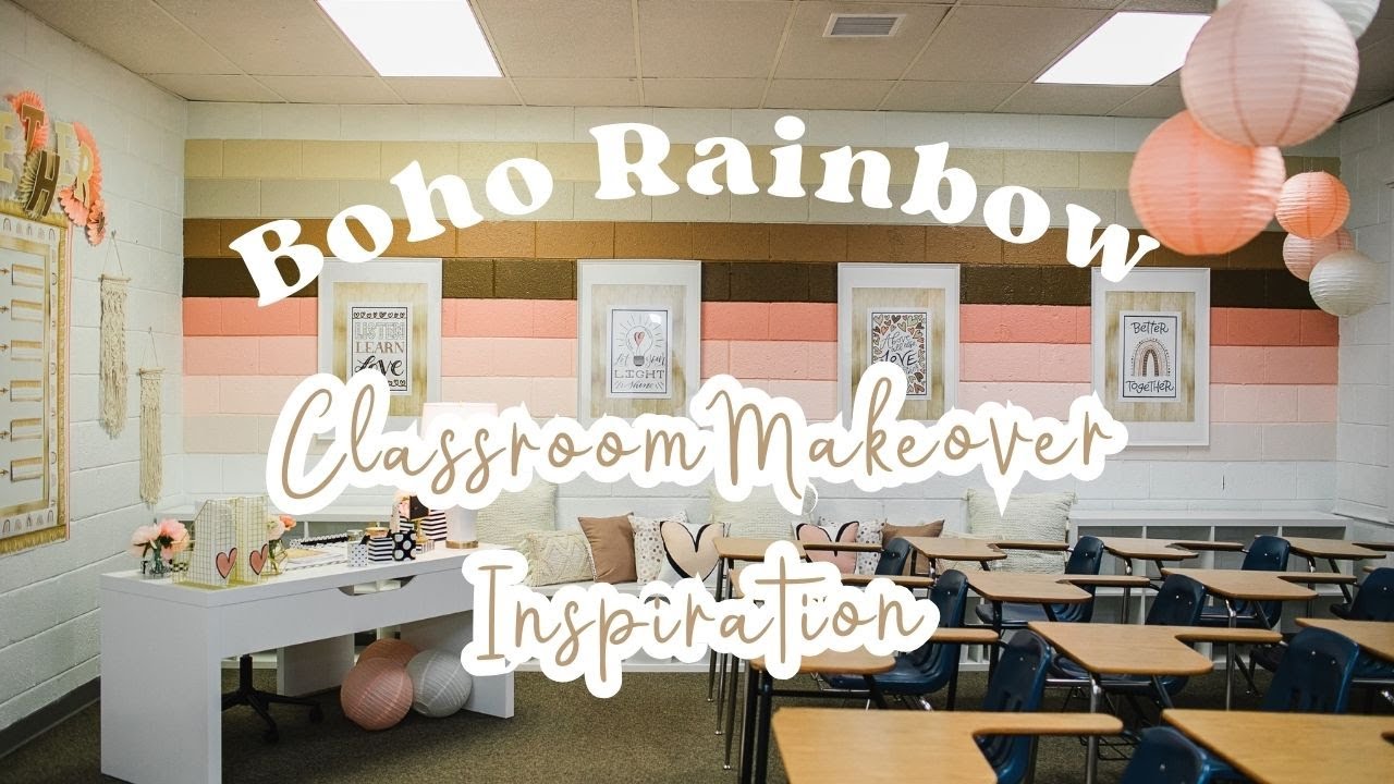 A Classroom Makeover Reveal with the Boho Rainbow Collection from Schoolgirl Style! #classroomdecor