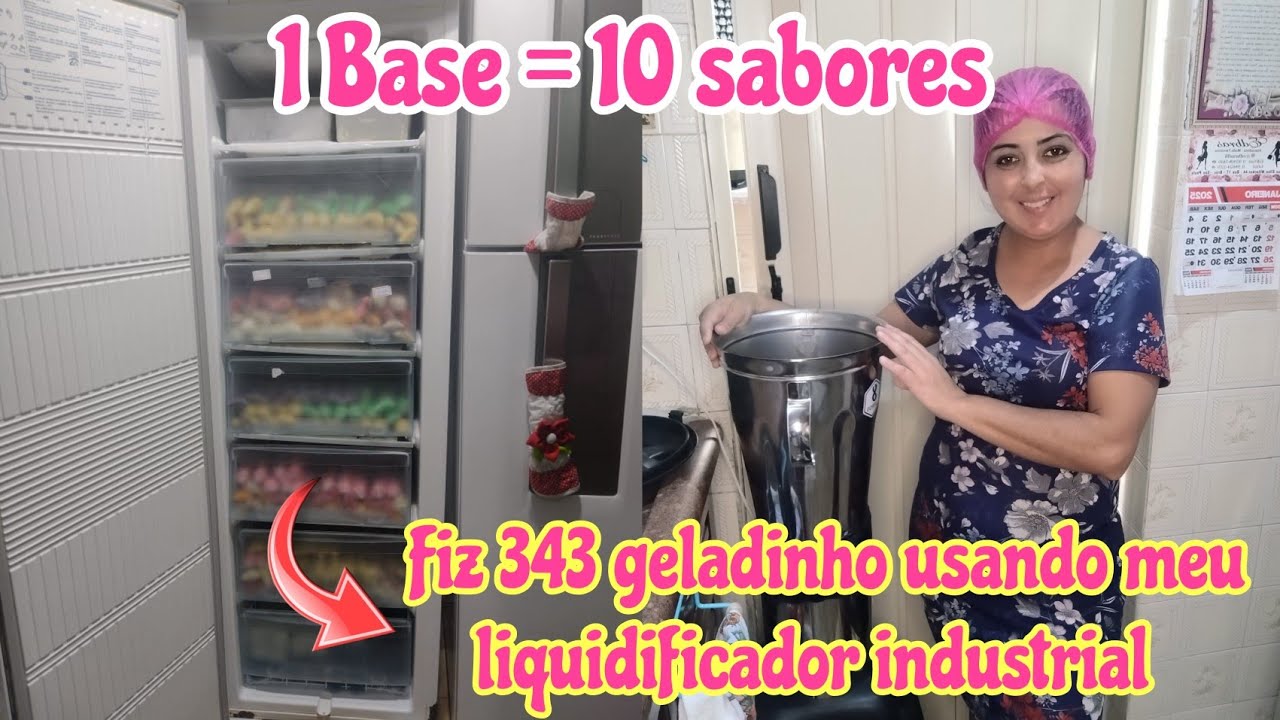 Produção de geladinhos usando meu liquidificador industrial/fiz 343 geladinhos..