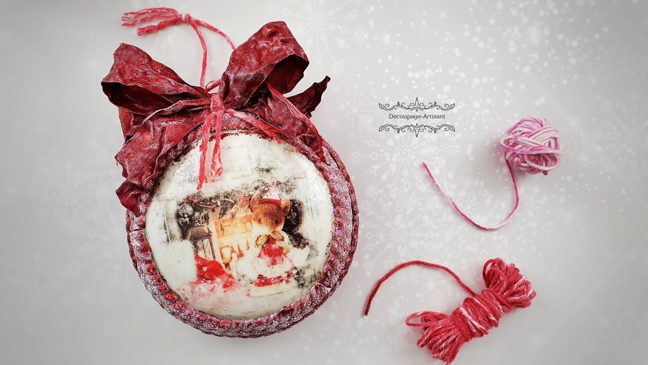 Decoupage# bauble with a mouse for beginners #itdcollection #pentartofficial #pentart # DIY tutorial