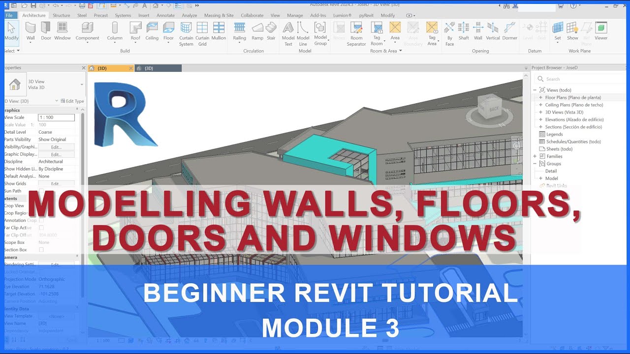 Modelling Walls, Floors, Doors & Windows in Revit | Architectural Modeling Basics | Module 3