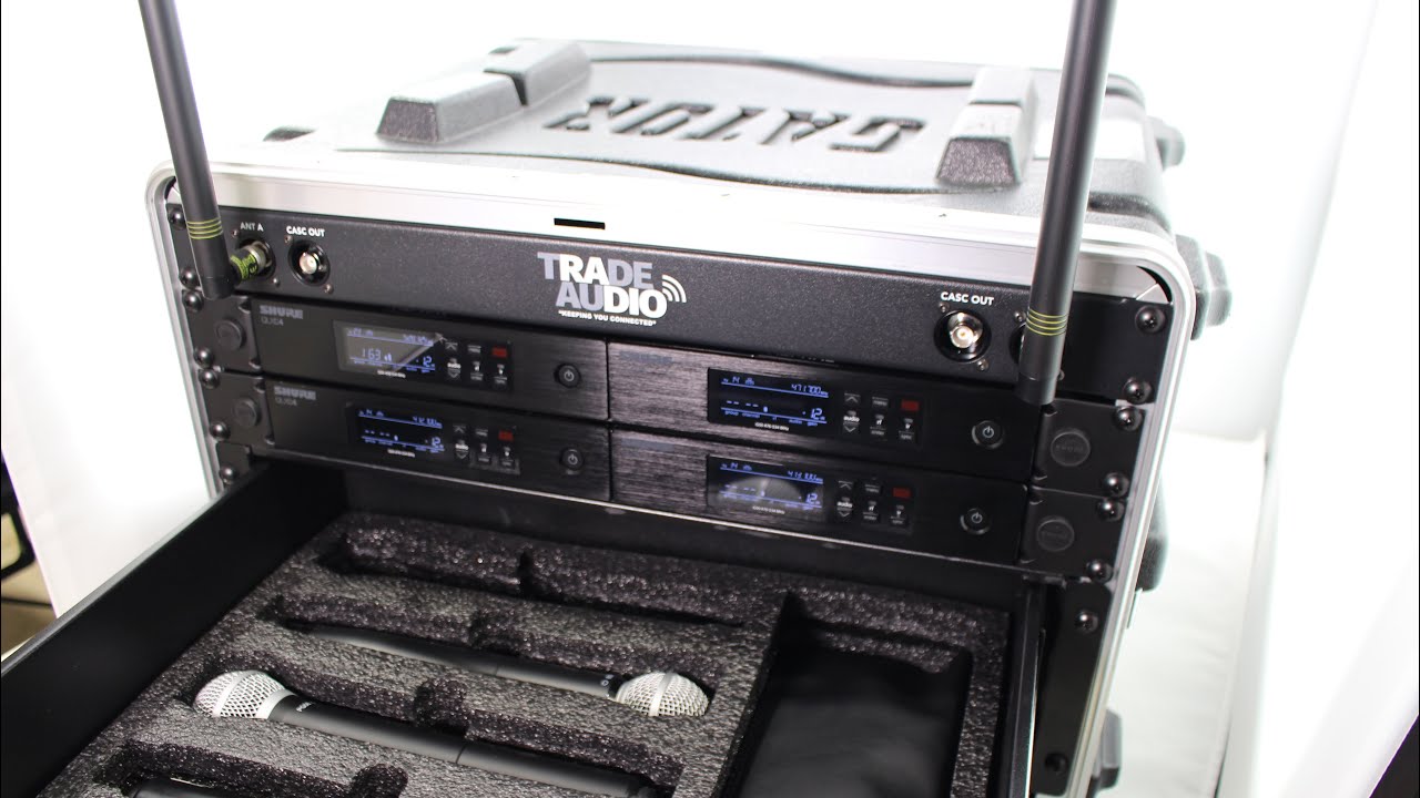 🎤4-Channel Shure GLX-D Wireless Microphone Rack with Antenna Distribution. Portable 🏃&zwj;♂️💨