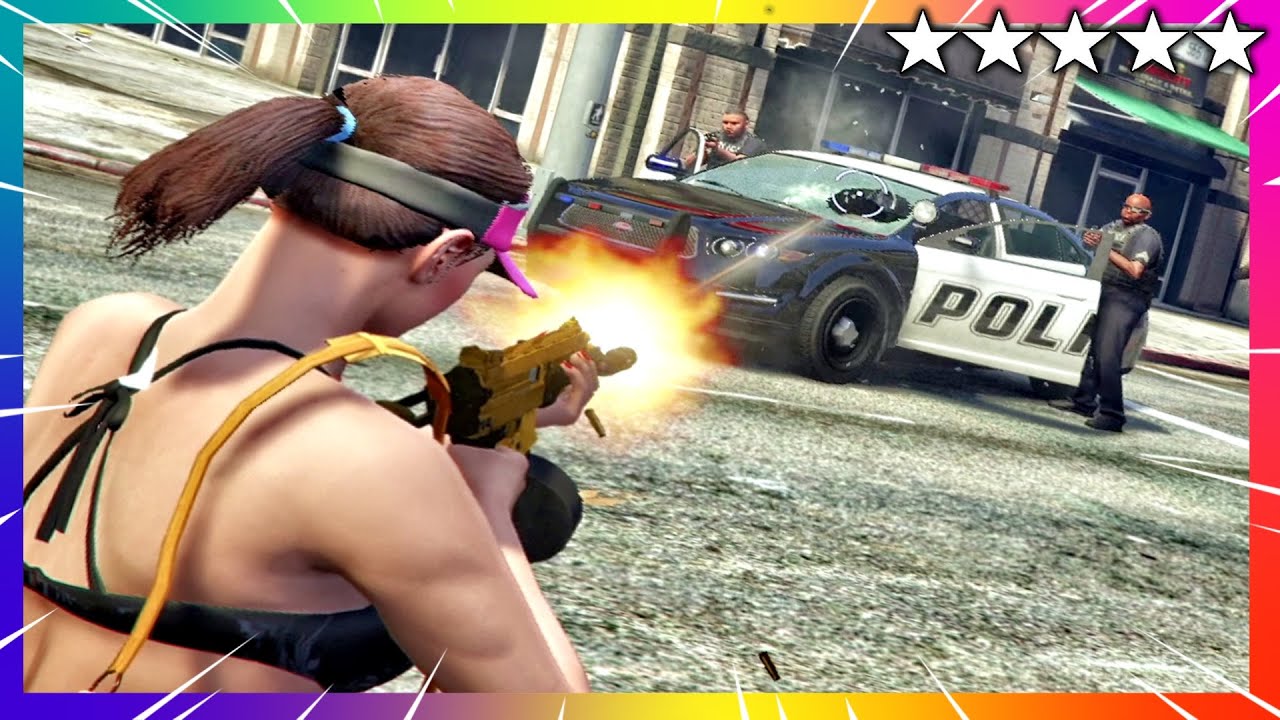 GTA 5 Amanda's Five Star Cop Battle at Police Station + Police Chase + Wanted Level Escape