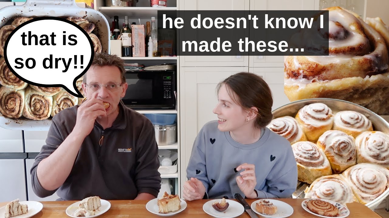 Dad Judges Cinnamon rolls that I made but he doesn't know that !!