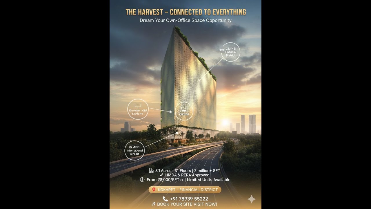 The Harvest Kokapet | High-ROI Commercial Investment in Hyderabad | - 📞 Call / WhatsApp: 78939 55222