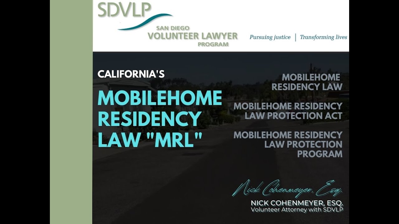 Mobilehome owner in California? Here's an overview of rights CA's Mobilehome Residency Law (MRL)