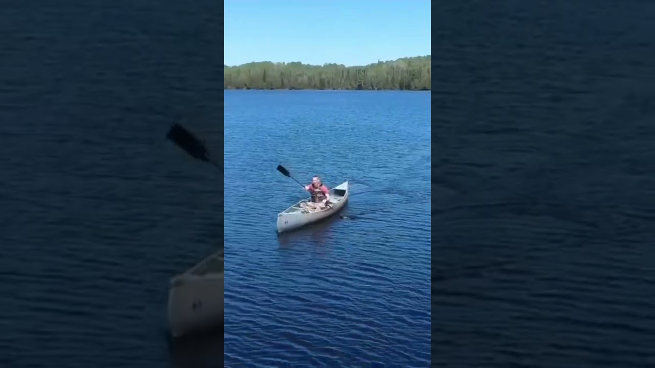 My favorite way to solo paddle a two person canoe.