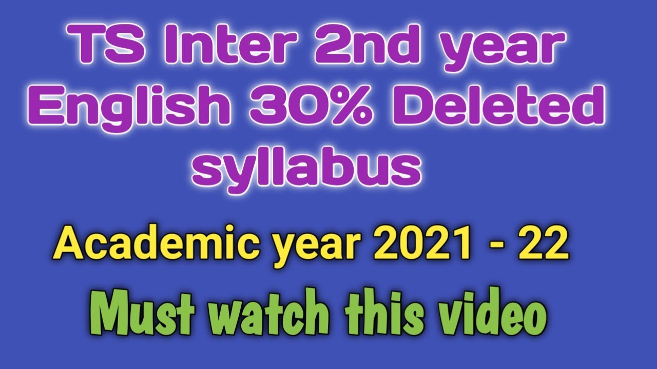 TS Inter 2nd year English 30% Deleted syllabus 2021- 22