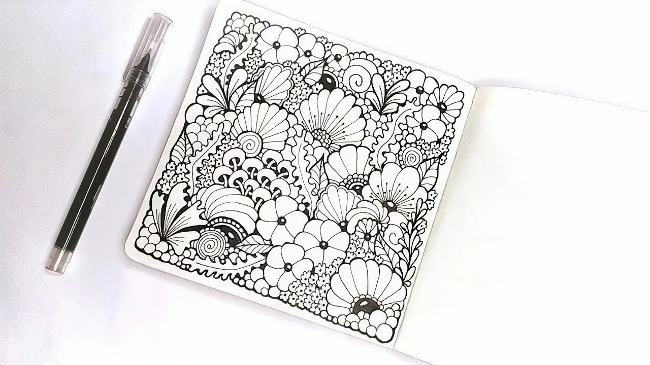 Zentangle flowers for beginners 🔸Zenart 🔸Zendoodle