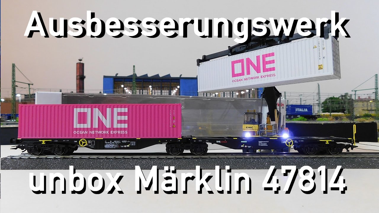 Ausbesserungswerk H0 Märklin unbox 47814 Doppel-Containertragwagen Sggnss Bauart ONE Neuheit