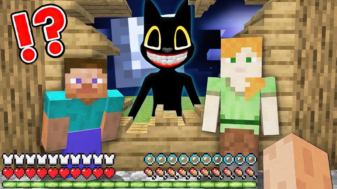 CARTOON CAT vs NOOB and ALEX CHASING at 3:00 AM Trevor Henderson in MINECRAFT animations