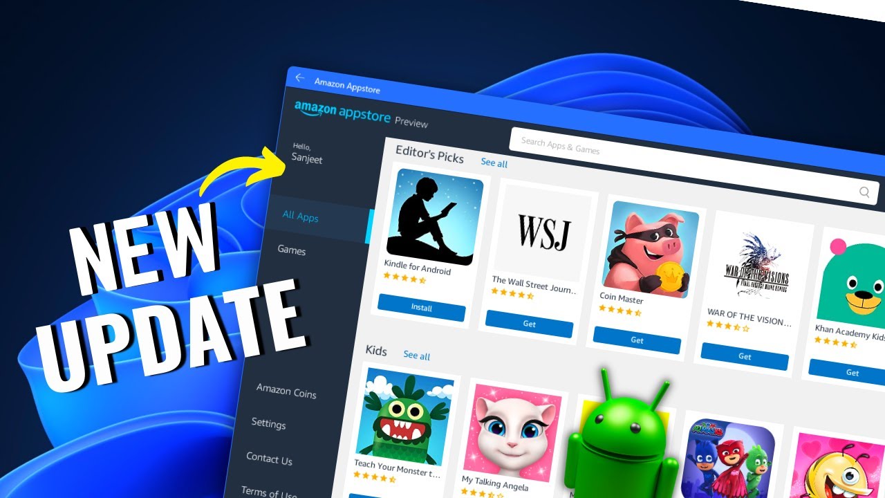 Windows 11 Amazon Appstore First Update! | Windows Subsystem for Android&trade; New Update! | 2022