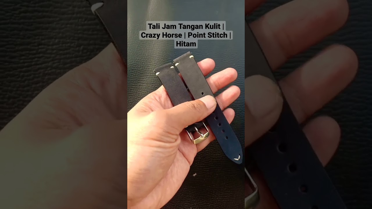 Tali Jam Tangan Kulit | Crazy Horse | Point Stitch | Hitam