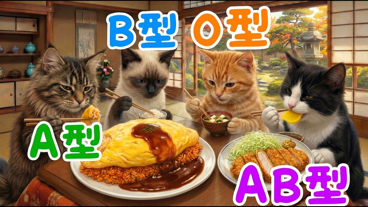 【血液型あるある】オムライスとトンカツライスを作る 【四季ねこ】【Cici chillstu】