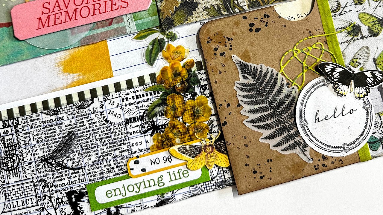 Карманы для будущего дневника, сделанные из тканевой ленты от 49 & Market #craftwithme
