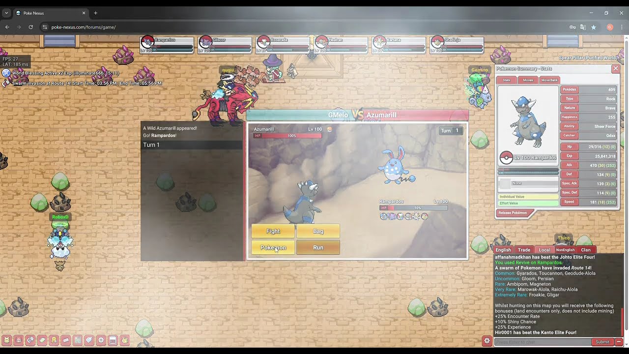 Farming Rampardos in Arceus 