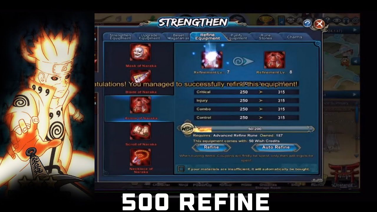 500 Refine Runes! Power up |Naruto Online|