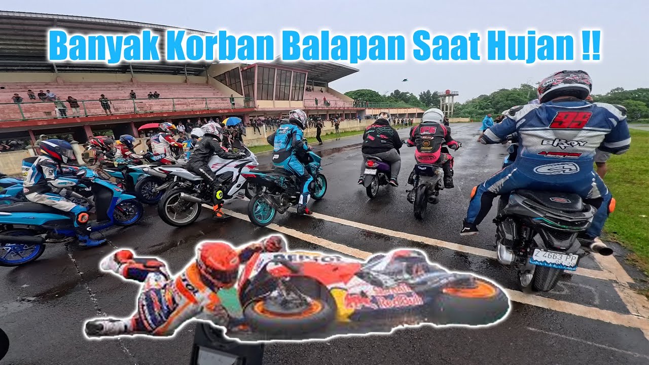 Akang, Iting, Udin, Timo Jatoh‼️Sirkuit Licin Karna Hujan - Balapan Konten Kreator | Dandi Malik
