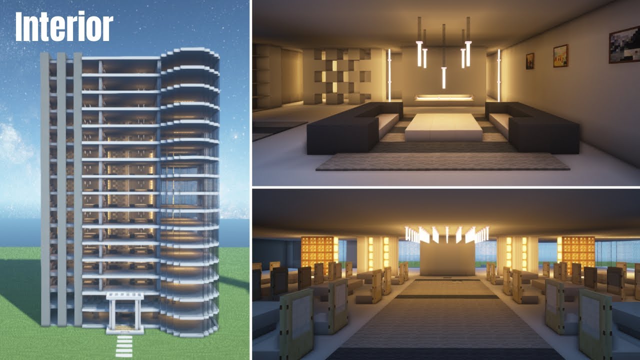 Minecraft tutorial part 2: How to build modern interior for modern hotel #5