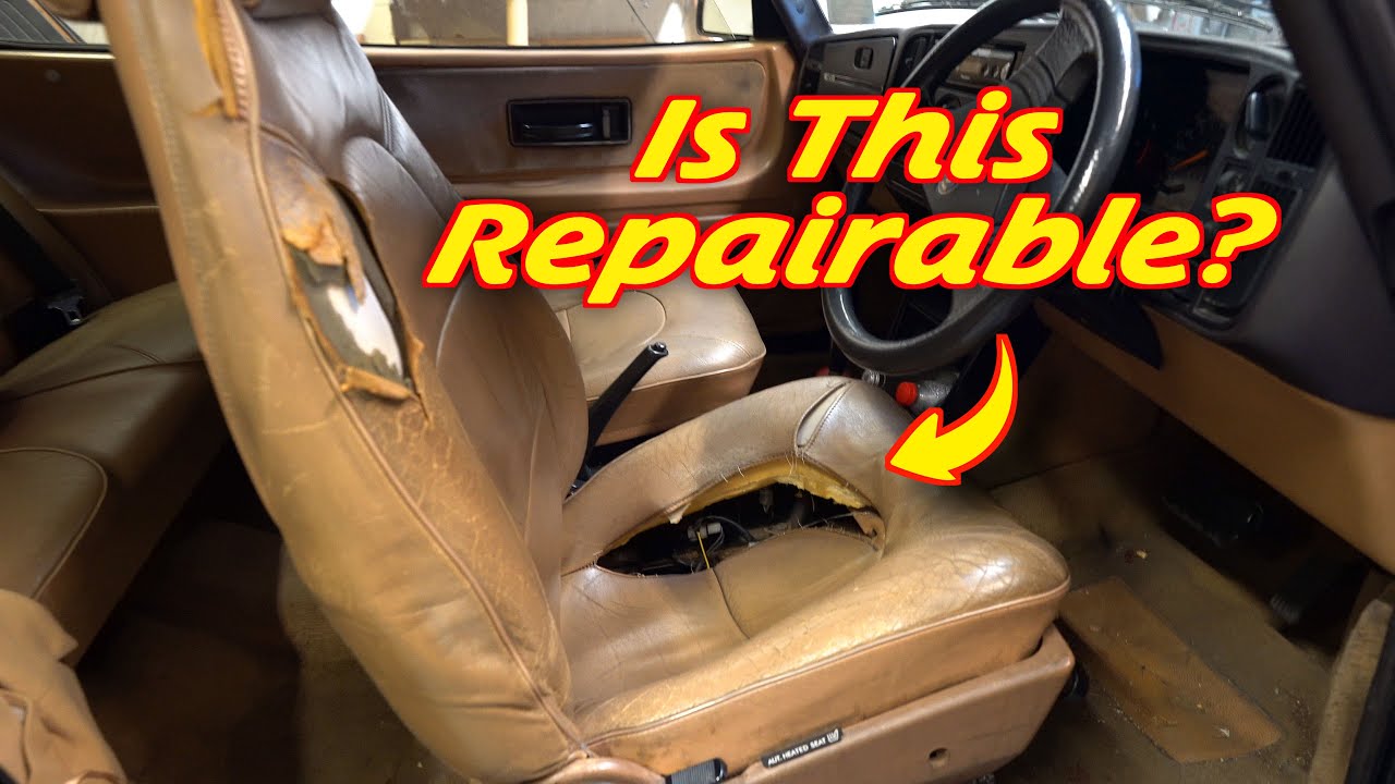 How to Repair the worst leather seat that I have ever had in my workshop. Saab 900. Auto upholstery.