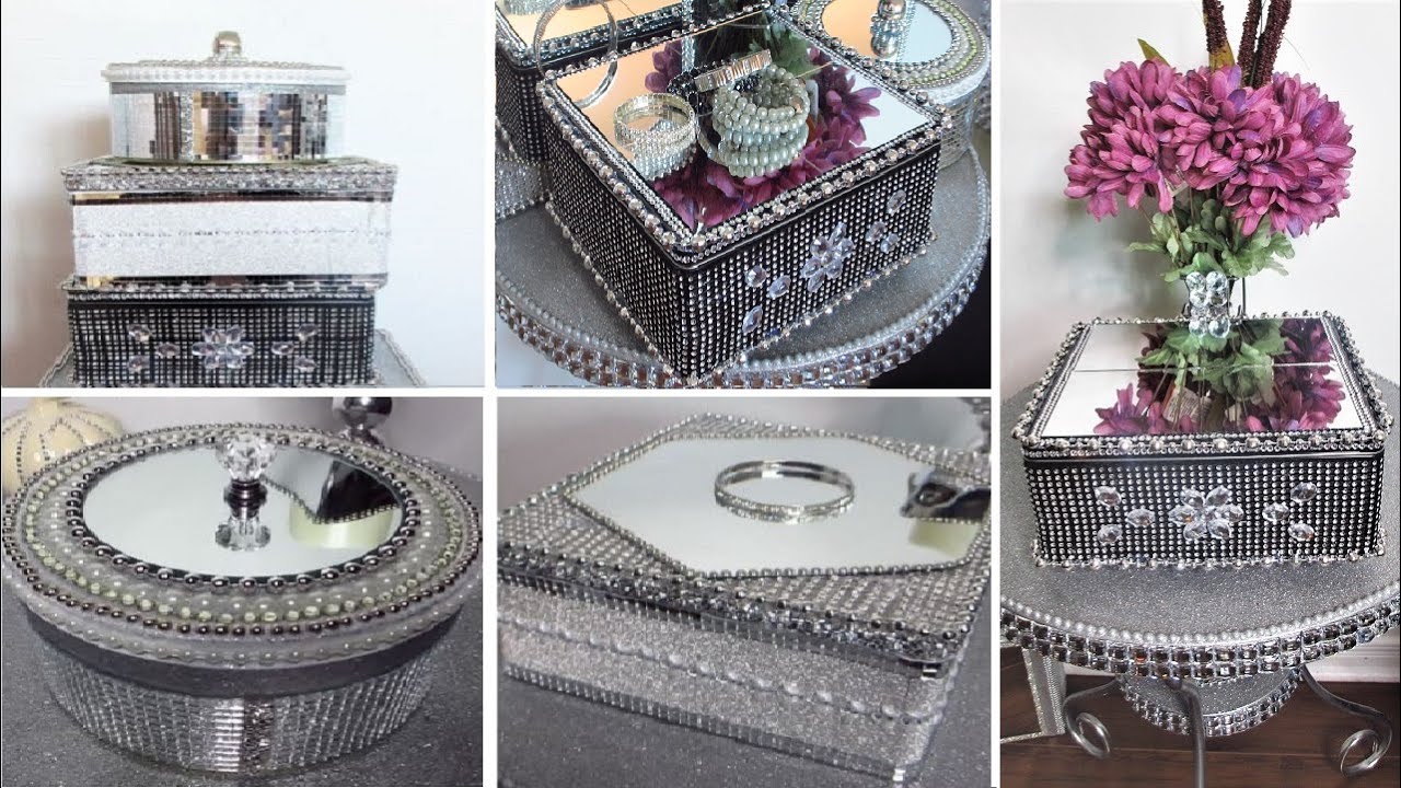 Cookie Tin Craft Ideas | Mirrored Jewelry Box | Mirrored Keepsake Box | Glam Home Decor