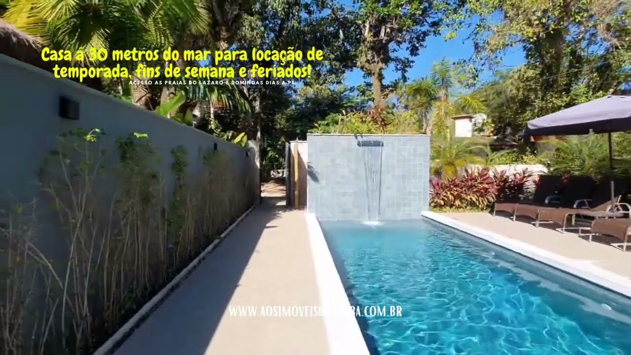 Casa de aluguel em Ubatuba para temporada na Praia do Lazaro a 30 metros do mar