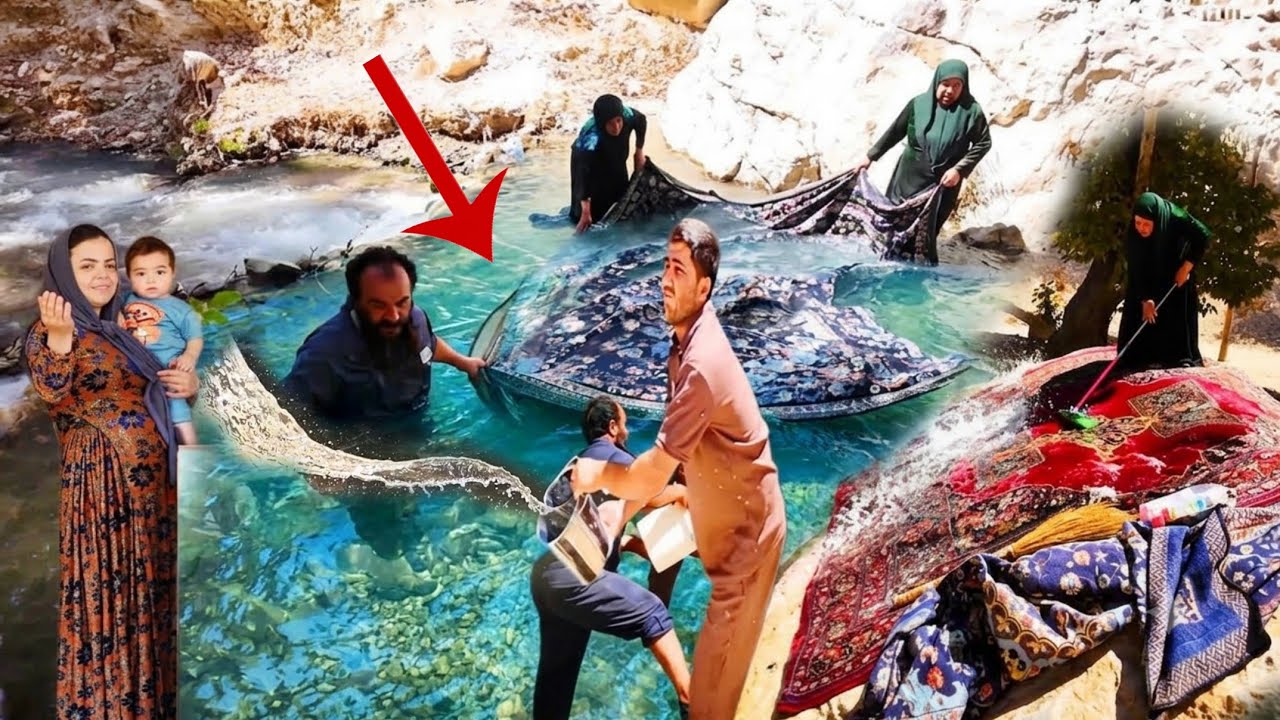 Amazing Washing Carpets by the River: Habib Family Prepares Everything for Nomadic Migration