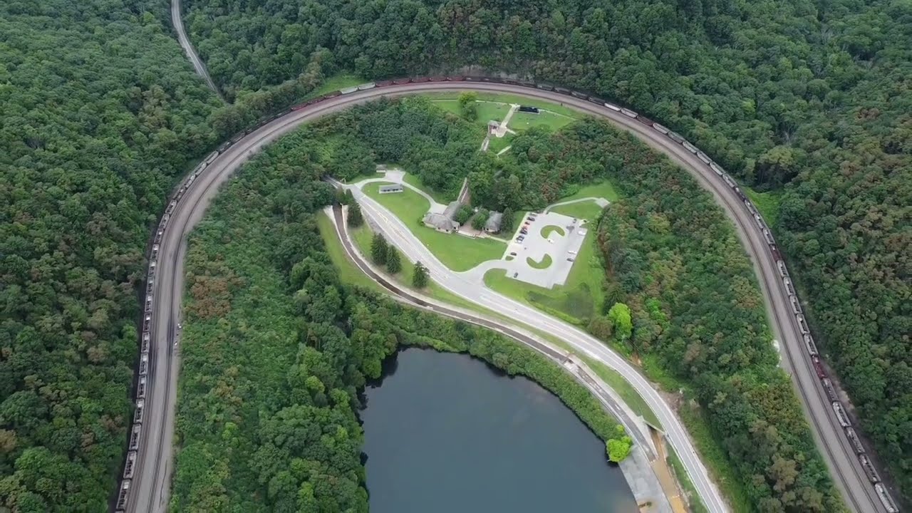 Drone View Of Horseshoe Curve In Altoona, PA