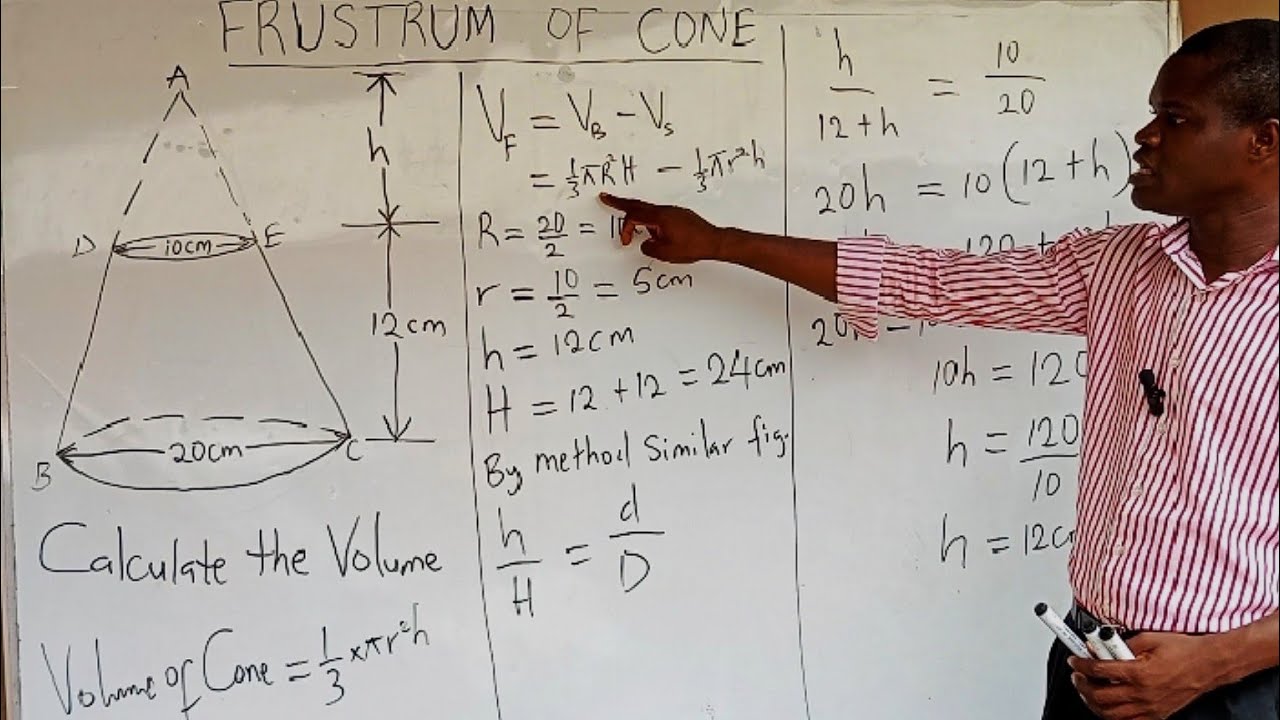 Volume of a Frustum of a Cone | Step-by-Step Explanation with solved example