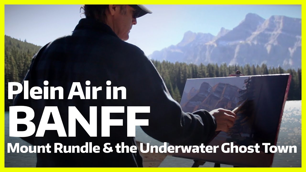 Adventure Painting - Mount Rundle in Banff and the Underwater Ghost Town